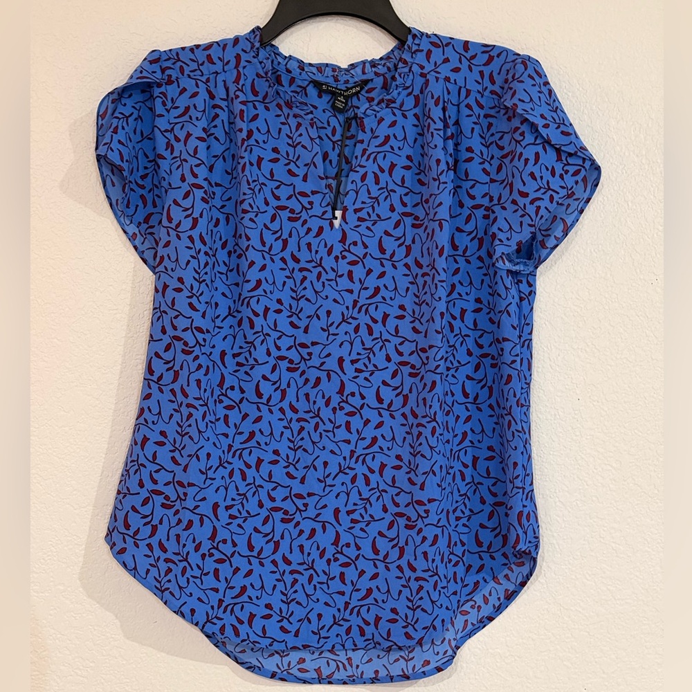 41 Hawthorn Blue Patterned Women's Blouse